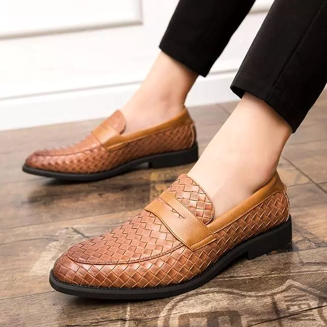 Weaved Penny Loafer Shoes For Men