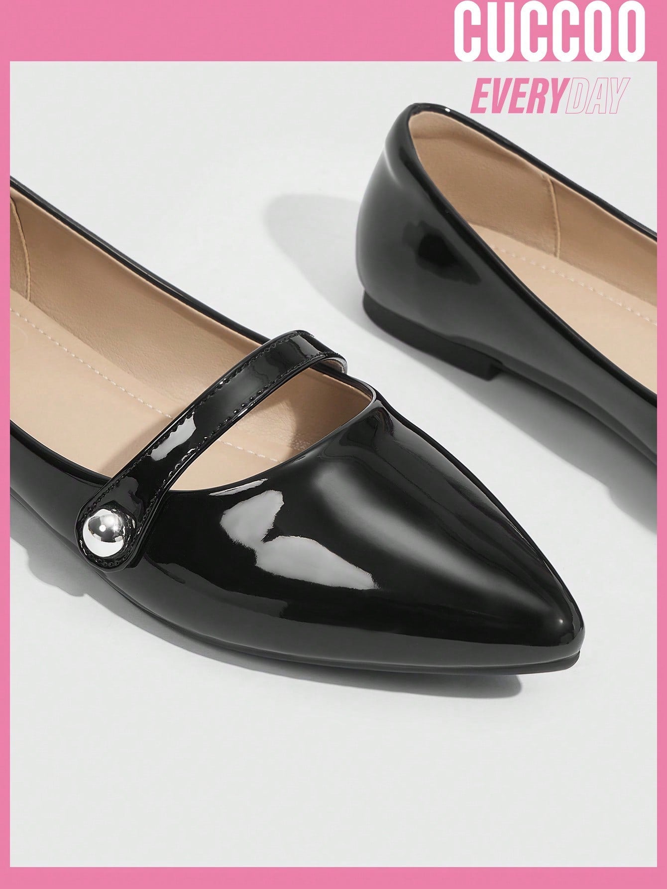 Woman Shoes Fashionable Black Patent Leather Mary Jane Flat Shoes For Spring And Summer