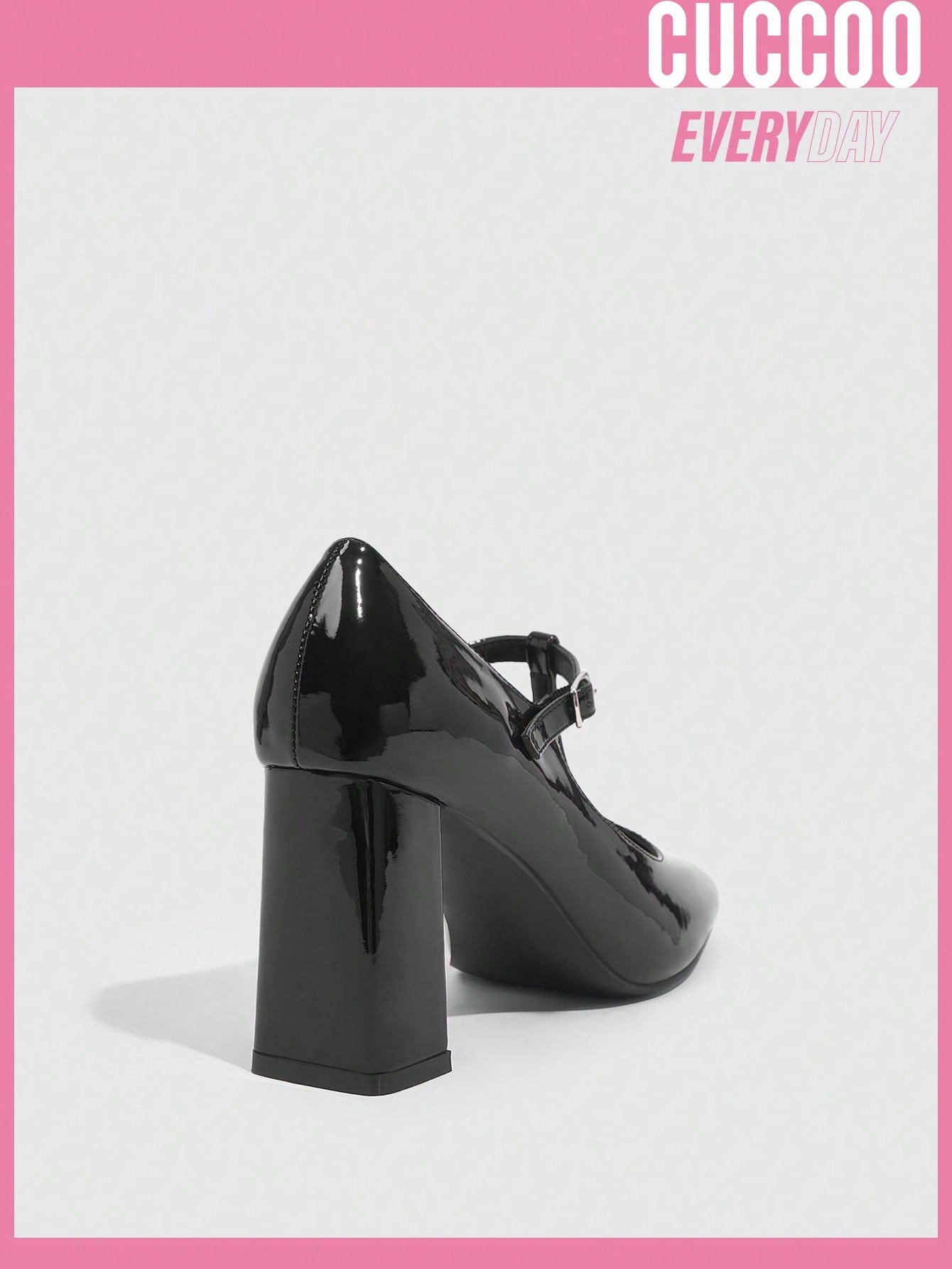 Woman Shoes Shoes Fashionable Black Square Toe Mary Jane High-Heeled Court Shoes For Spring And Summer