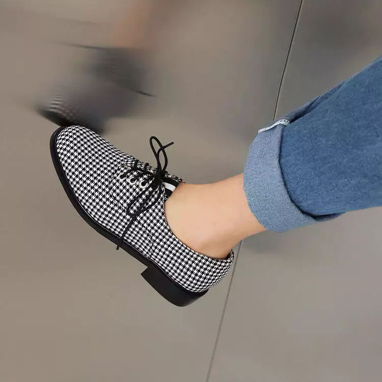 Women's Lattice Lace-Up Flats Oxford Shoes