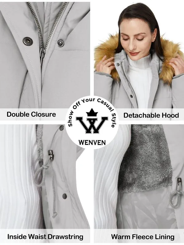 Women's Winter Waterproof Thickened Puffer Jacket with Fur Hood