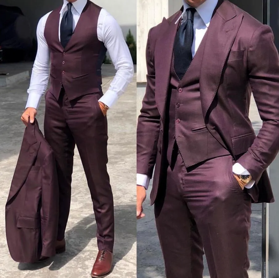 Xituodai Classy Wedding Tuxedos Suits Slim Fit Bridegroom For Men 3 Pieces Groomsmen Suit Male Cheap Formal Business  (Jacket+Ve