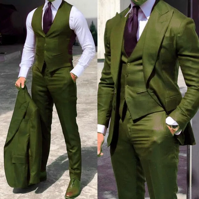 Xituodai Classy Wedding Tuxedos Suits Slim Fit Bridegroom For Men 3 Pieces Groomsmen Suit Male Cheap Formal Business  (Jacket+Ve