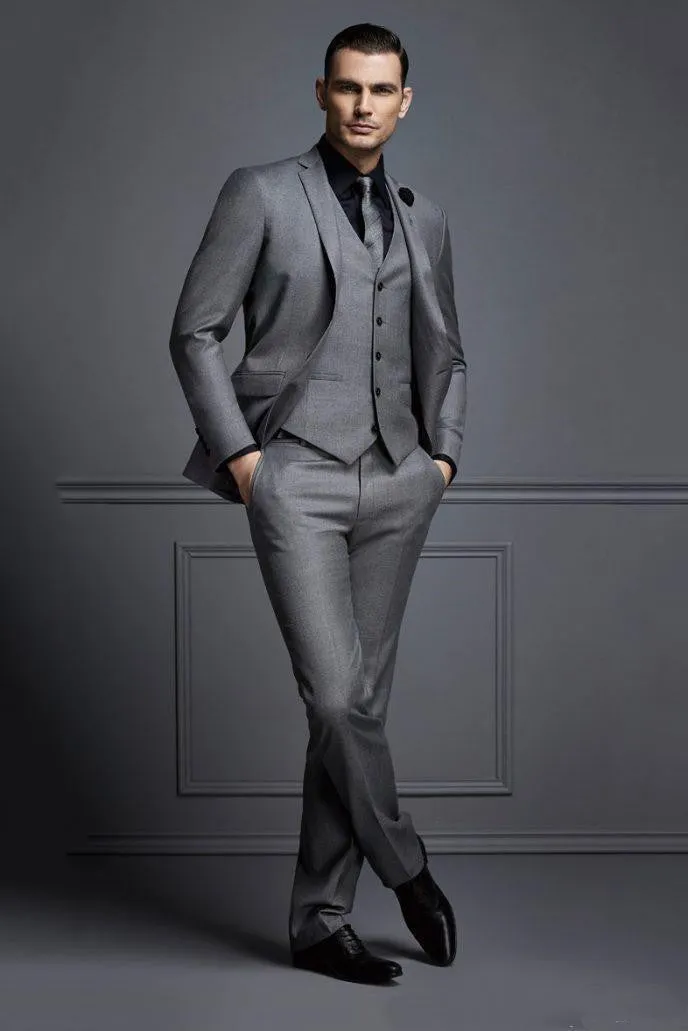 Xituodai New Grey Mens Suit Groom Suit Cheap Formal Man Suits for Wedding Best Men Slim Fit Groom Tuxedos for Man(Jacket+Vest+Pa