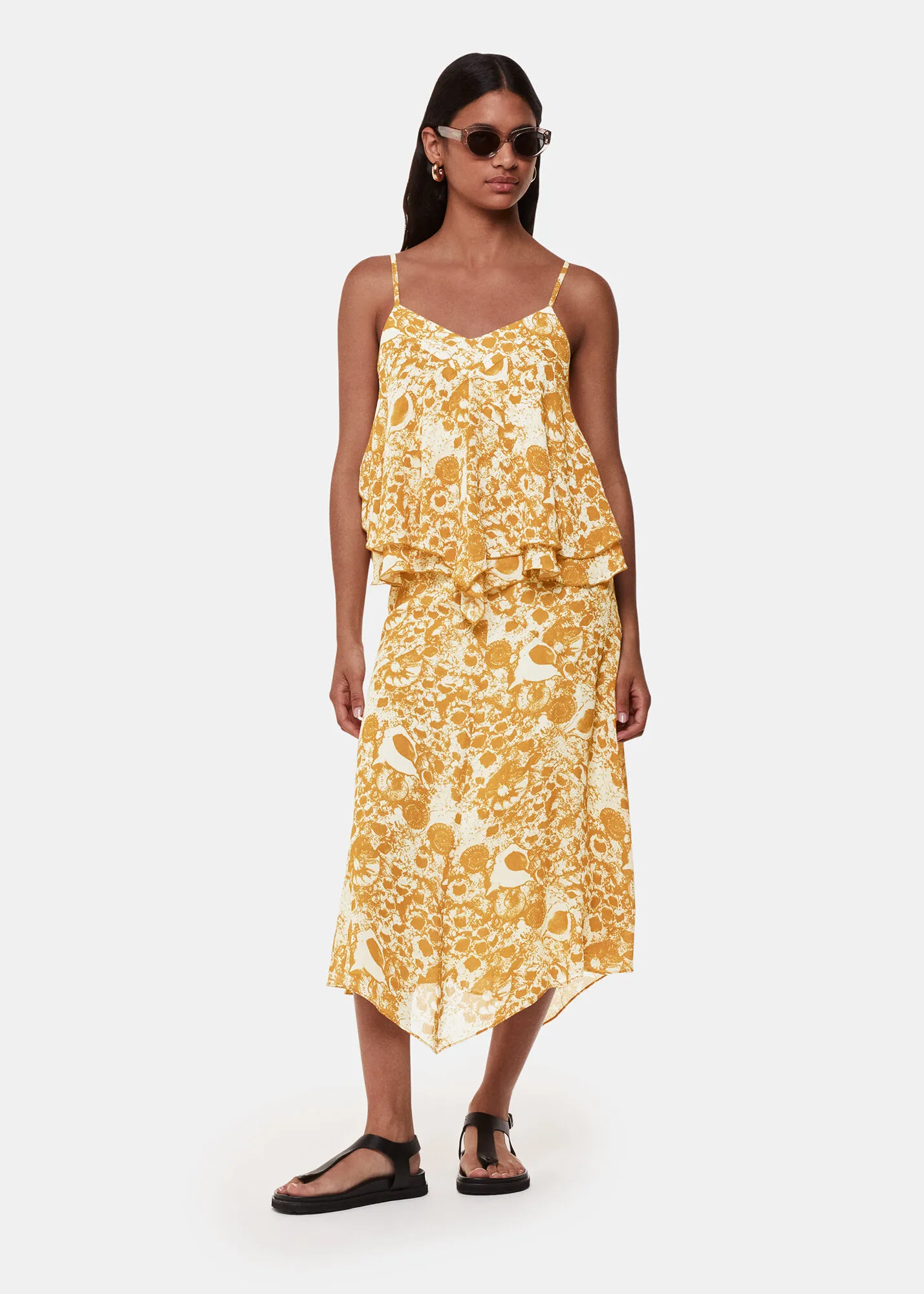 Yellow Seashore Print Skirt