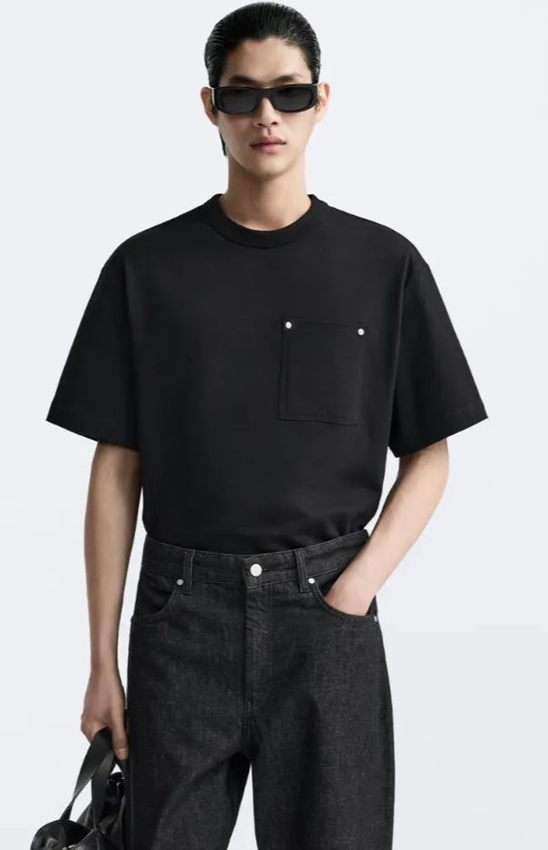 ZARA  |T-SHIRT WITH STUDDED POCKET